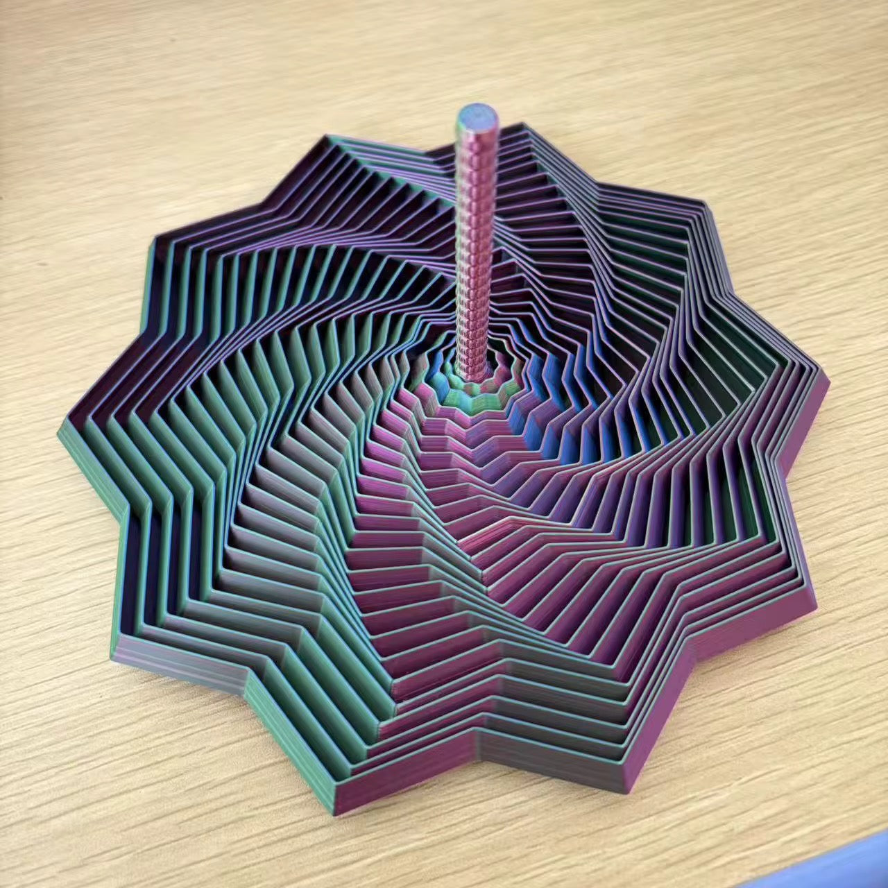 Rainbow Spiral 3D Top – Layered Geometric Fidget Toy